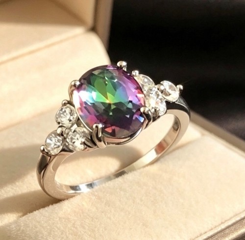 Mystic rainbow topaz - ring, 925