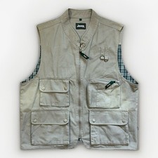 Jeep 100% Cotton Beige Pocketed Full Zip Vest Bodywarmer Jacket Mens Size Large