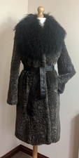PER UNA Speziale textured faux fur Coat real mongolian fur sheepskin collar