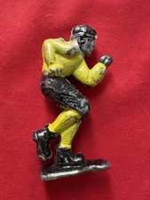 Vintage Lead Metal Football Player Figurine Figure Wearing Leather Helmet