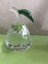 Faceted Cut Glass Apple Or Pear Figure,Glass Apple Or Pear Ornament