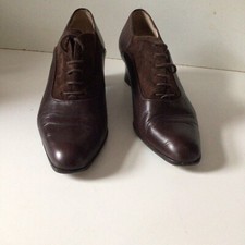 BALLY CHOCOLATE BROWN LEATHER SUEDE LACEUP  LADIES SHOES SIZE UK4 EU37 PRE OWNED