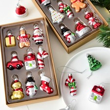 Christmas Tree Ornaments Set 9PCS Hanging Mini Glass Christmas Tree Decorations