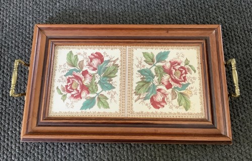 Vintage tray ceramic rose - vintage,
