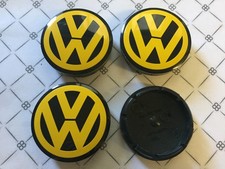 4x VW Wheel Centre Caps Golf Passat Jetta Polo 1J0601171 6N0601171 55mm Yellow