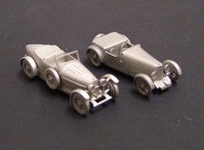 2 x Pewter cars Aston Martin and Bugatti by Danbury mint