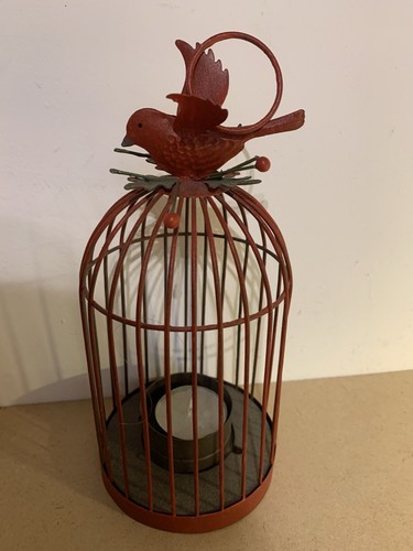 Red hanging metal - metal, birdcage