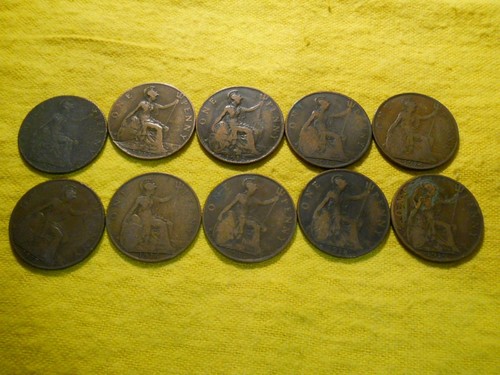 British old penny coins - british,