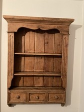 Wood Country Farmhouse Rustic Wall Dresser Shelving Unit Shelves