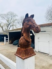 Pair of horse head garden sculptures