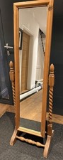 Antique Pine Chevalier Full Length Mirror - Barley Twist Legs