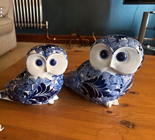 Pair blue white ceramic - blue,