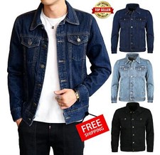 MENS DENIM JACKETS VINTAGE CLASSIC TRUCKER WORK WEAR WESTERN STONEWASH JEAN COAT