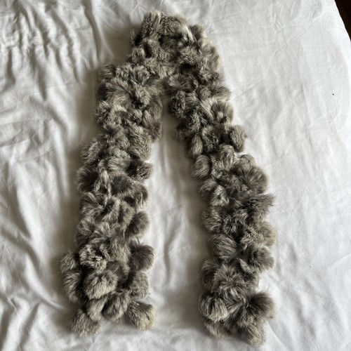 Grey real coney fur stole - coney,