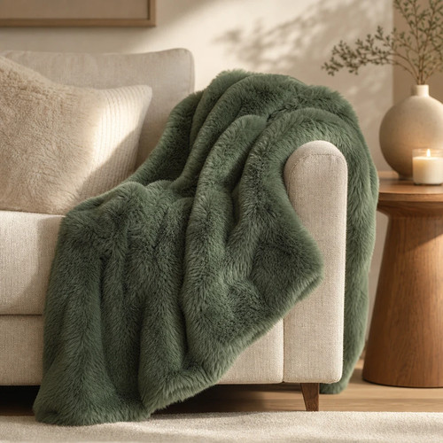 Faux fur throw - faux, plain