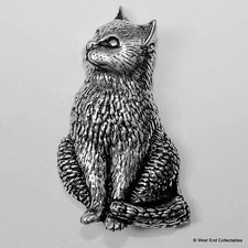 Cat Pewter Pin Brooch -British Hand Crafted- Longhair, Shorthair, Tabby, Moggy