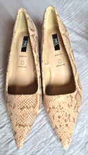 M&S Insolia Snakeskin design Leather Kitten Heel Shoes Size 8 Wide Fit NWOB