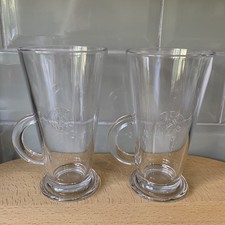 Costa Coffee Latte Hot Chocolate Tall Glass Costa Bean Design Logo Arc France x2