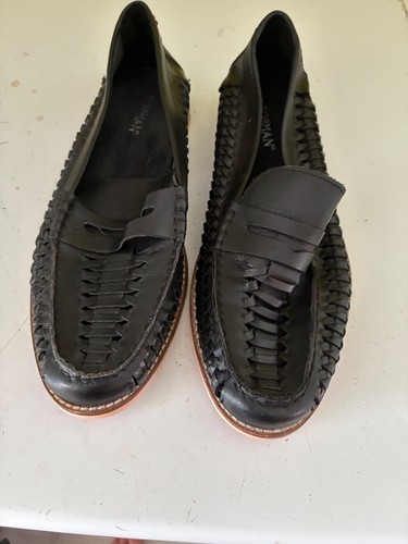 Top man black leather shoes - leather,