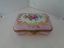 Porcelain de France pink trinket box Hinge for Repair Limoges 4 1/2 inches width