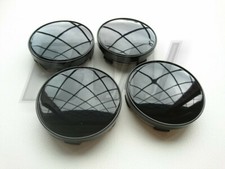 4x 60MM ALLOY WHEEL CENTRE CAPS HIGH GLOSS BLACK FINISH UNIVERSAL FITTING