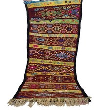 VTG Geometric Handmade Moroccan Rug 6X3 Berber Wool Azilal Jewish Star Carpet