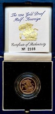 1994 GOLD PROOF  HALF SOVEREIGN RARE LOW MINTAGE BOXED COA