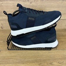 Hugo Boss Shoes Mens Size UK 9 Titanium Runn Triple Navy Knitt Trainer EU 43