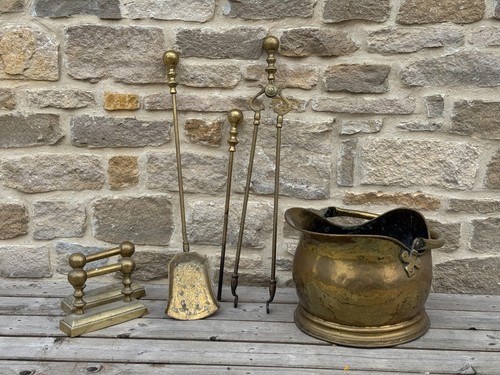 Vintage brass fireside - vintage,