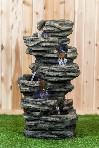 Level slate stone fountain - 7,