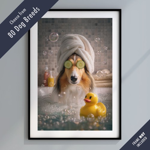 Funny dog bath print - in,