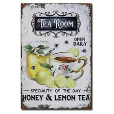 Vintage Tea Room Sign Retro Style Printed on Sheet Metal Waterproof