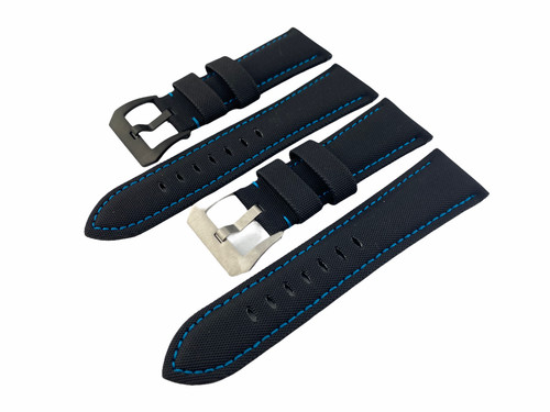 Black blue canvas leather - leather, 22