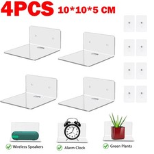 4PCS Small Acrylic Floating Shelves Transparent Hanging Shelves Plant Organizer