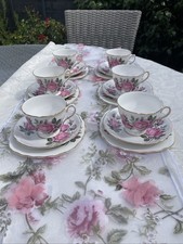 Royal Vale Pink Rose Tea Set 6x Trios VGC