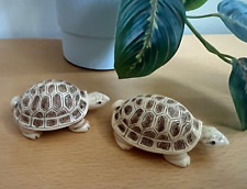 Pair of Sea Turtle Resin Statues, Carved Ivory Look, Mini Figurines