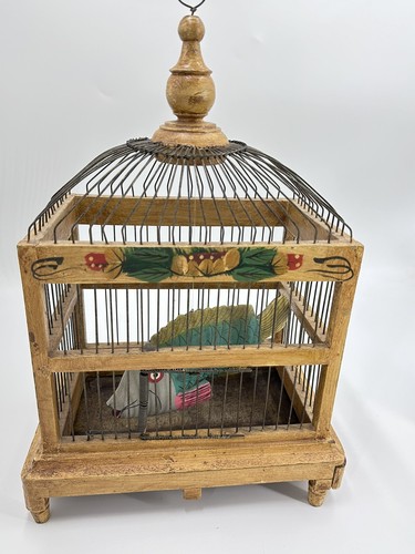 Vintage folk wooden small bird - wooden,