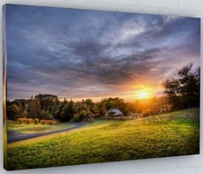 STUNNING COUNTRYSIDE SUNSET CANVAS PICTURE PRINT FRAMED WALL ART
