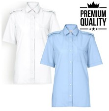Ladies Pilot Shirt Short Sleeves Security Guard Doorman Uniform Epaulettes