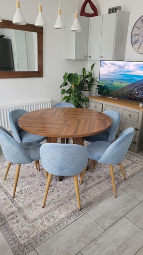 Blue velvet dining chairs - dining,