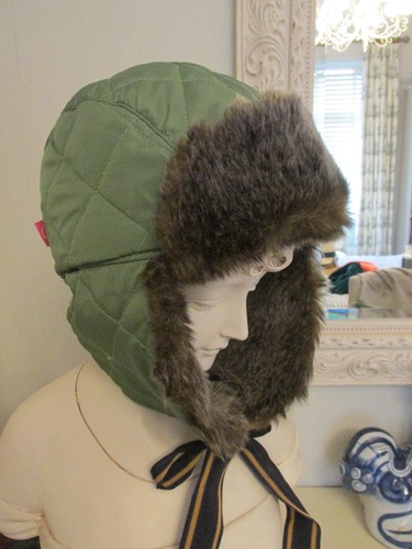 Joules padded faux fur green