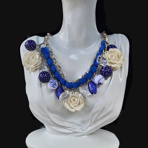 Silver tone chunky resin ivory - silver,