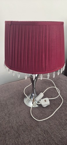 Table lamp with red shade - table,