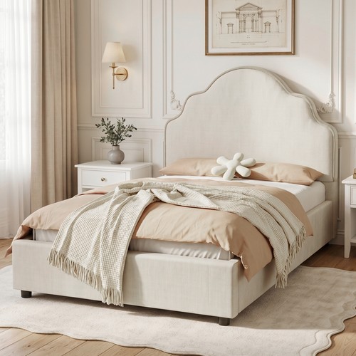 Scalloped upholstered kids - kids, bed