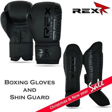 Professional Boxing Gloves and Shin Guard Pad Training Muay Thai MMA Sparring UK