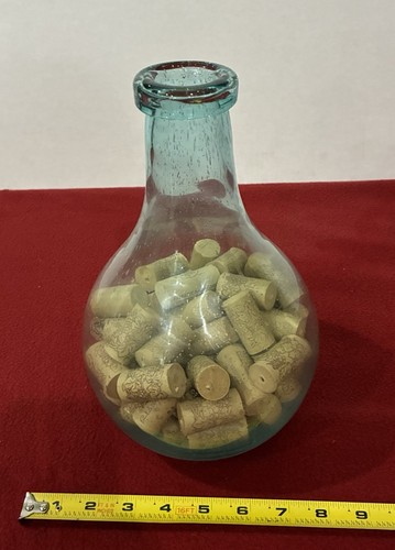 Vtg aqua glass demijohn - aqua,