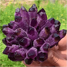 Large natural amethyst phantom earth quartz cluster crystal - nice specimen 
