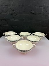 6 x Wedgwood Stratford Soup Coupes / Handled Bowls Set
