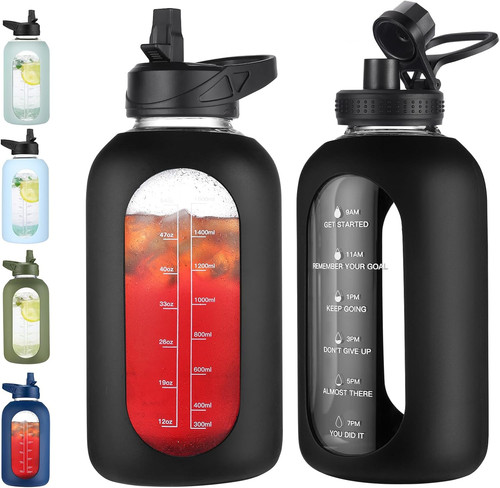 Glass water bottle jug - water,