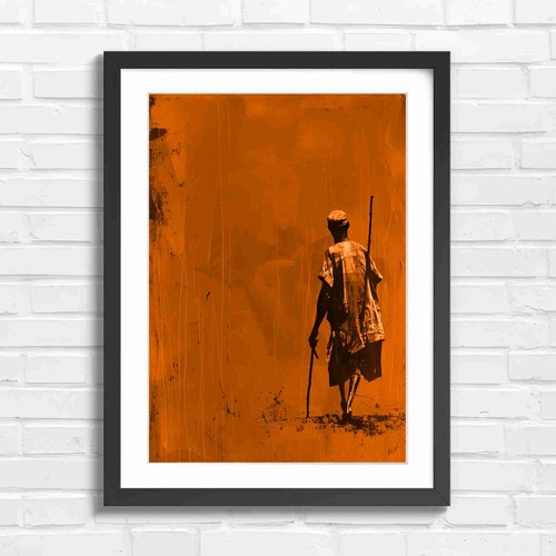 Silhouette man walking - walking, stick